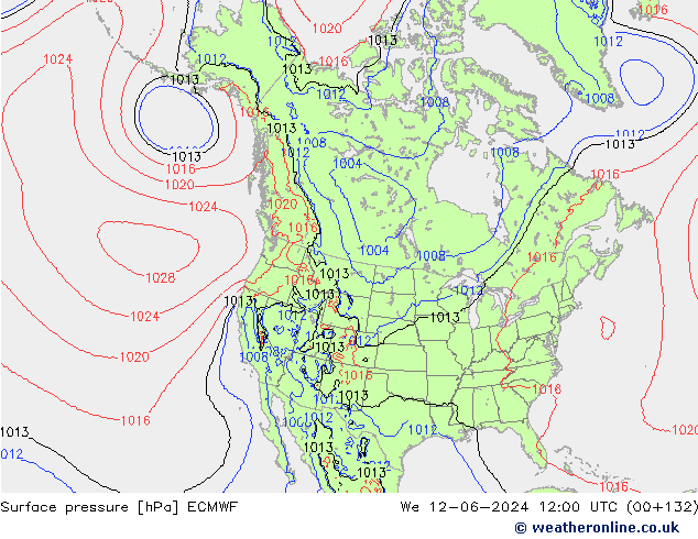 Surface pressure ECMWF We 12.06.2024 12 UTC