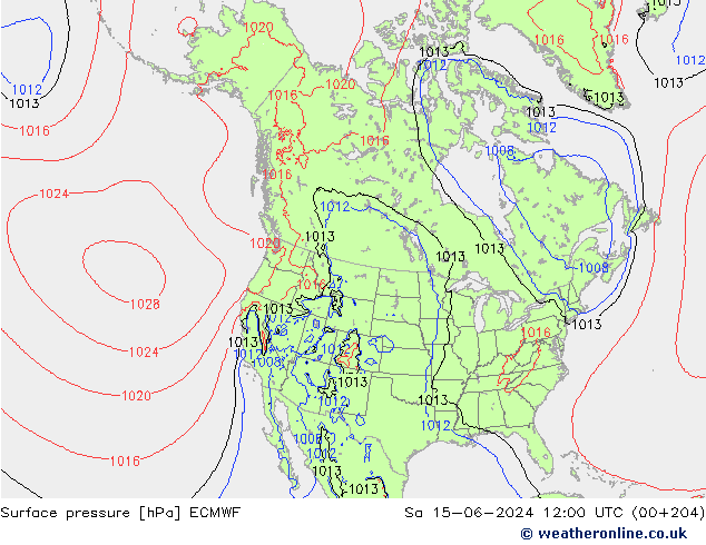 Surface pressure ECMWF Sa 15.06.2024 12 UTC