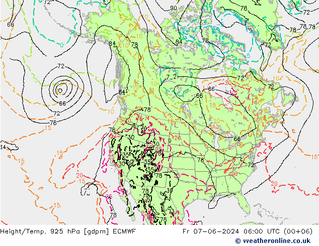 Height/Temp. 925 hPa ECMWF Fr 07.06.2024 06 UTC