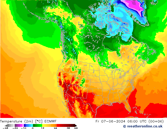 карта температуры ECMWF пт 07.06.2024 06 UTC