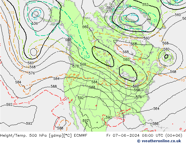 Height/Temp. 500 hPa ECMWF Fr 07.06.2024 06 UTC