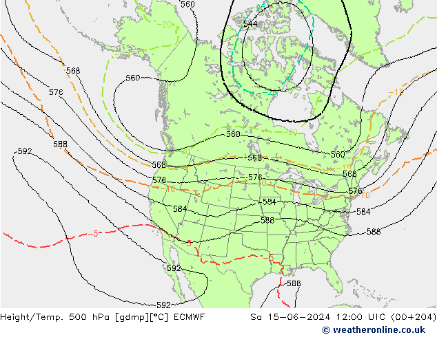 Height/Temp. 500 hPa ECMWF  15.06.2024 12 UTC