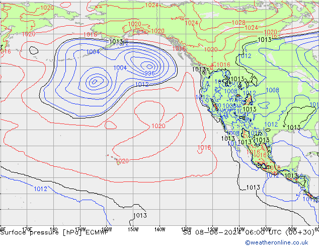 ciśnienie ECMWF so. 08.06.2024 06 UTC