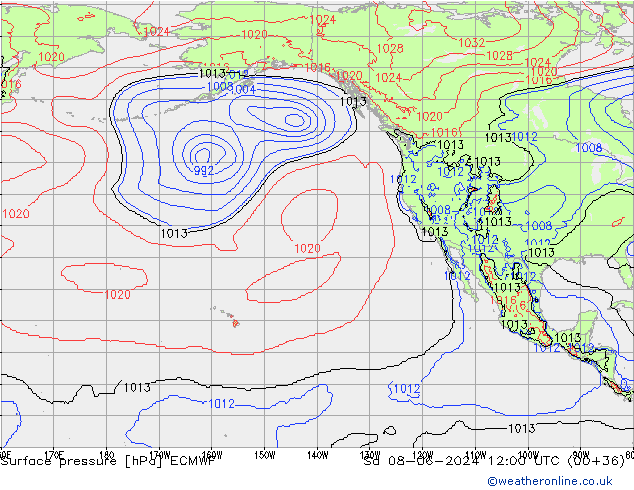 pressão do solo ECMWF Sáb 08.06.2024 12 UTC