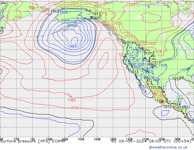 Surface pressure ECMWF Su 09.06.2024 06 UTC