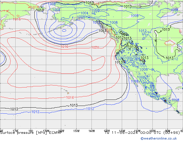 Yer basıncı ECMWF Sa 11.06.2024 00 UTC