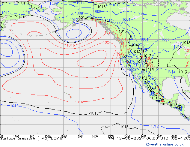 Surface pressure ECMWF We 12.06.2024 06 UTC