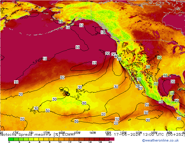 Isotachs Spread ECMWF Mo 17.06.2024 12 UTC