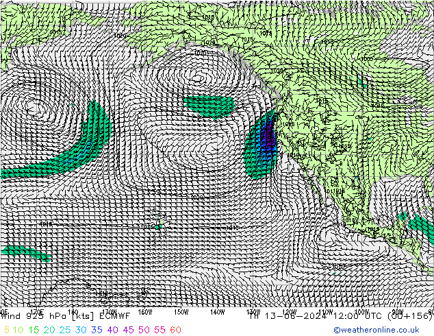 Wind 925 hPa ECMWF Th 13.06.2024 12 UTC