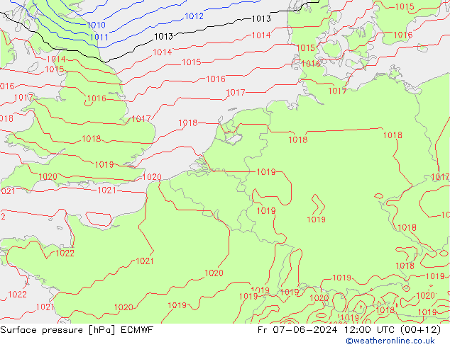 ciśnienie ECMWF pt. 07.06.2024 12 UTC