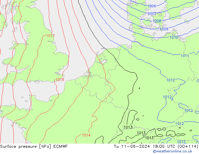 pressão do solo ECMWF Ter 11.06.2024 18 UTC