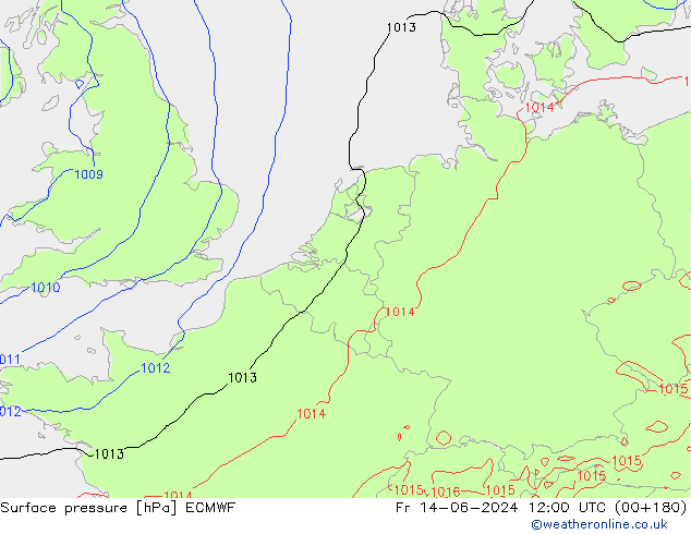 pressão do solo ECMWF Sex 14.06.2024 12 UTC