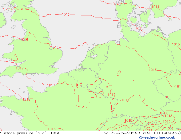 Pressione al suolo ECMWF sab 22.06.2024 00 UTC