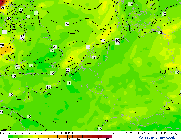 Isotachen Spread ECMWF Fr 07.06.2024 06 UTC