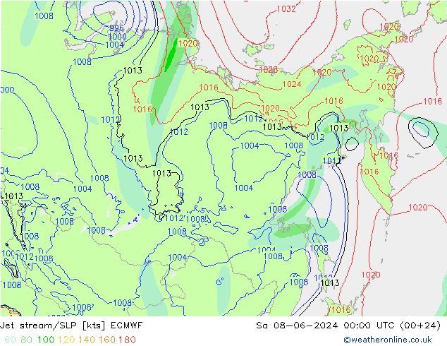 Jet stream/SLP ECMWF Sa 08.06.2024 00 UTC