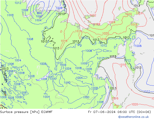 Surface pressure ECMWF Fr 07.06.2024 06 UTC