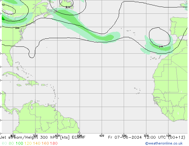 Jet stream/Height 300 hPa ECMWF Fr 07.06.2024 12 UTC