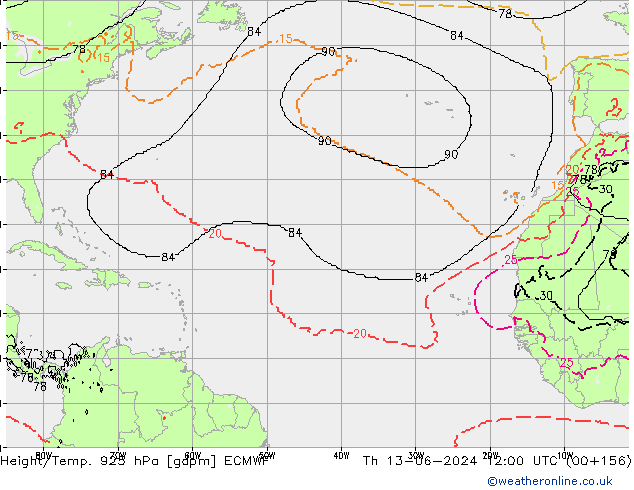 Height/Temp. 925 hPa ECMWF Do 13.06.2024 12 UTC