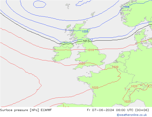 pression de l'air ECMWF ven 07.06.2024 06 UTC