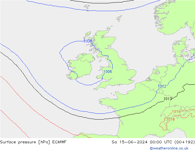 pressão do solo ECMWF Sáb 15.06.2024 00 UTC