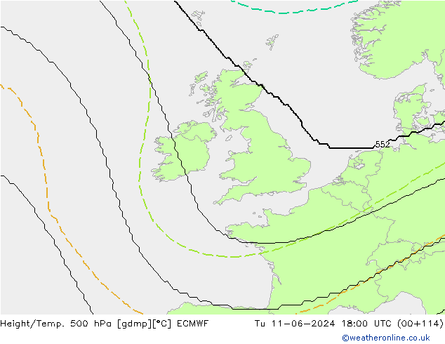 Height/Temp. 500 hPa ECMWF mar 11.06.2024 18 UTC
