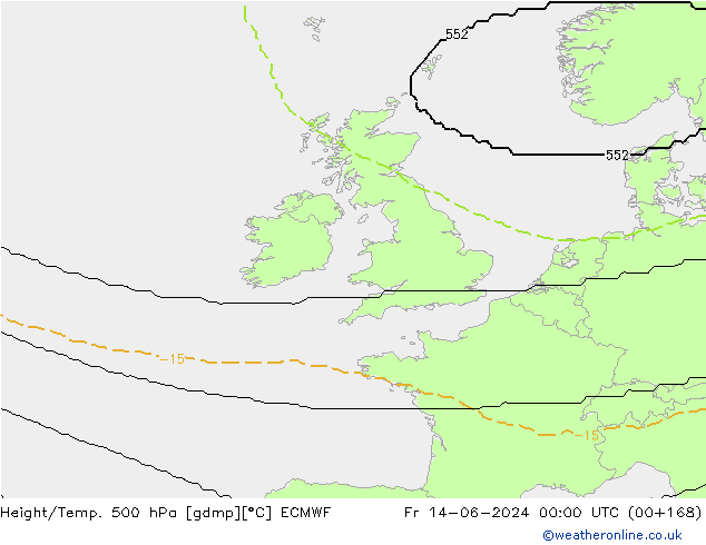 Yükseklik/Sıc. 500 hPa ECMWF Cu 14.06.2024 00 UTC