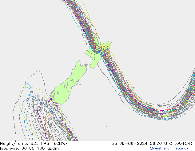 Yükseklik/Sıc. 925 hPa ECMWF Paz 09.06.2024 06 UTC