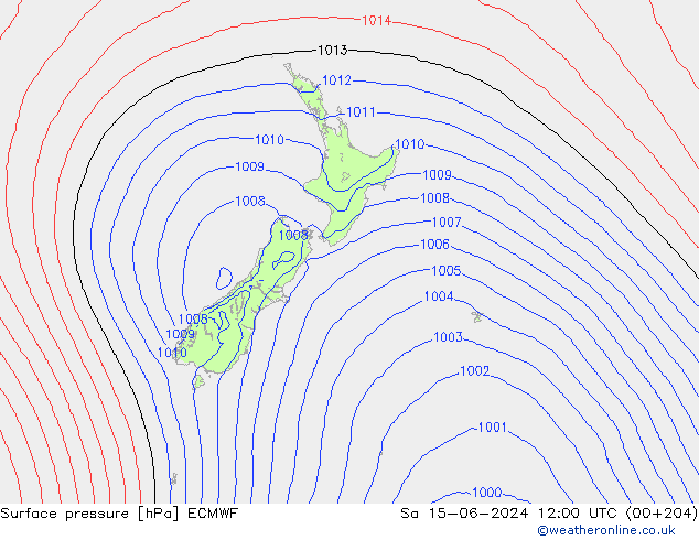 Pressione al suolo ECMWF sab 15.06.2024 12 UTC