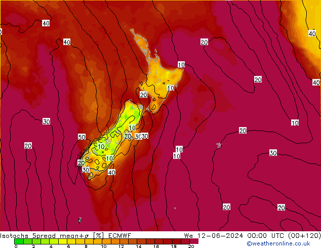 Isotachen Spread ECMWF wo 12.06.2024 00 UTC