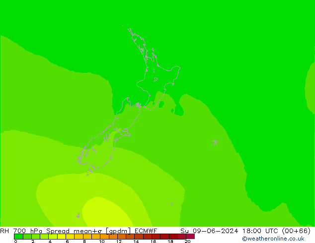 RH 700 hPa Spread ECMWF Su 09.06.2024 18 UTC