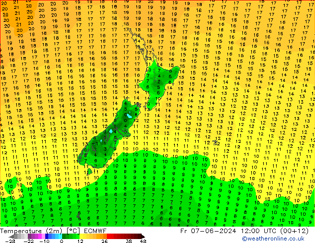 Sıcaklık Haritası (2m) ECMWF Cu 07.06.2024 12 UTC