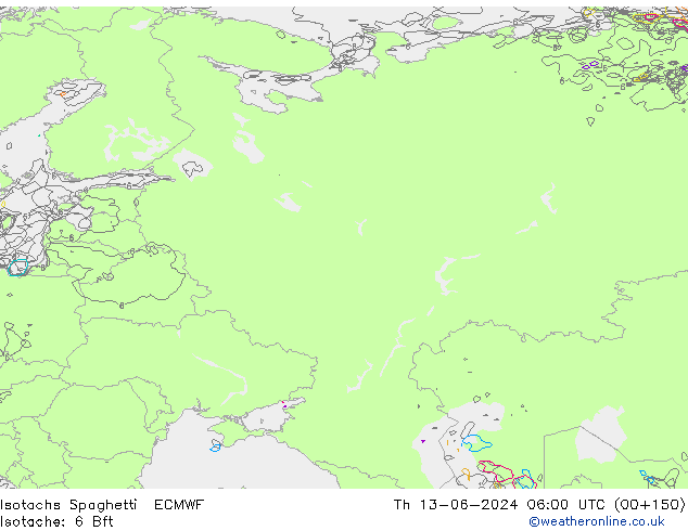 Izotacha Spaghetti ECMWF czw. 13.06.2024 06 UTC