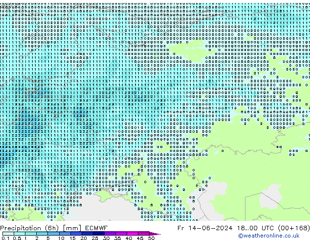 Precipitation (6h) ECMWF Fr 14.06.2024 00 UTC