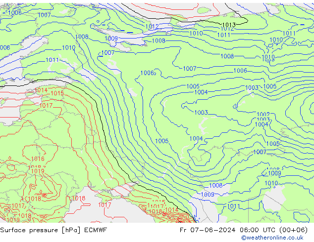 Surface pressure ECMWF Fr 07.06.2024 06 UTC