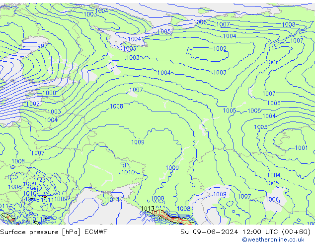 Yer basıncı ECMWF Paz 09.06.2024 12 UTC