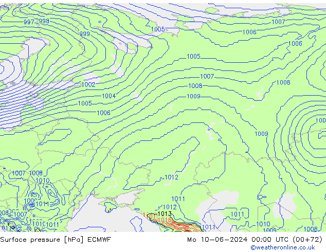 Yer basıncı ECMWF Pzt 10.06.2024 00 UTC