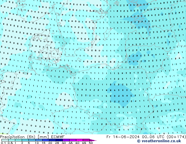 Precipitação (6h) ECMWF Sex 14.06.2024 06 UTC