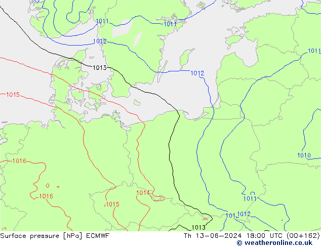 ciśnienie ECMWF czw. 13.06.2024 18 UTC