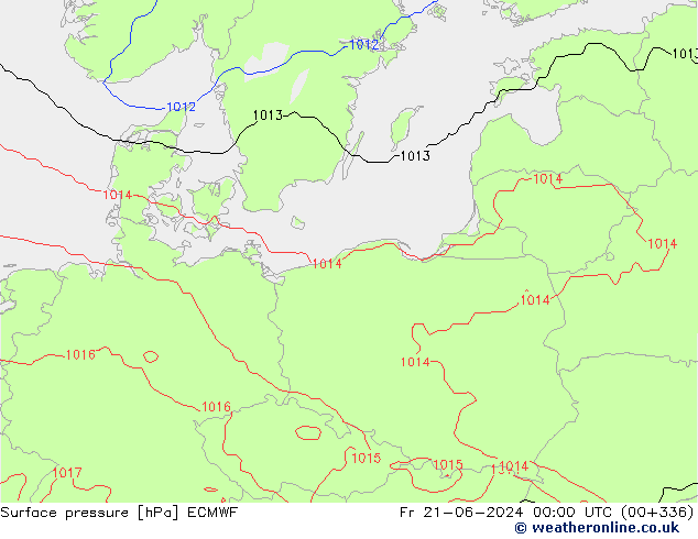 Luchtdruk (Grond) ECMWF vr 21.06.2024 00 UTC