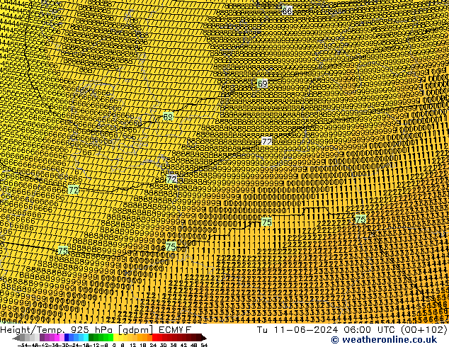 Height/Temp. 925 hPa ECMWF Ter 11.06.2024 06 UTC