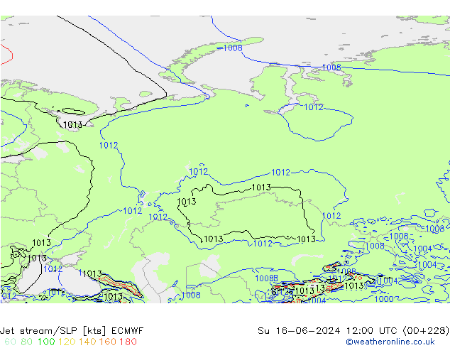 Jet stream/SLP ECMWF Su 16.06.2024 12 UTC