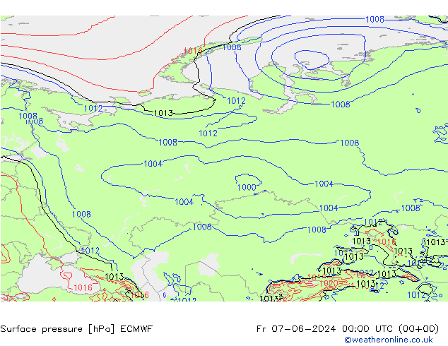 Pressione al suolo ECMWF ven 07.06.2024 00 UTC