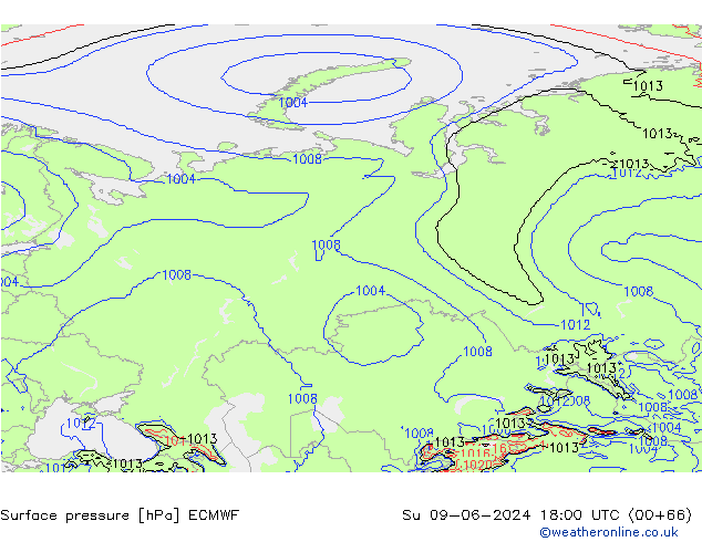 pression de l'air ECMWF dim 09.06.2024 18 UTC