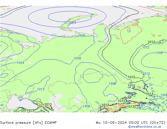 Surface pressure ECMWF Mo 10.06.2024 00 UTC
