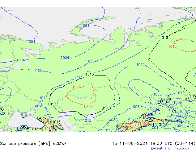 ciśnienie ECMWF wto. 11.06.2024 18 UTC