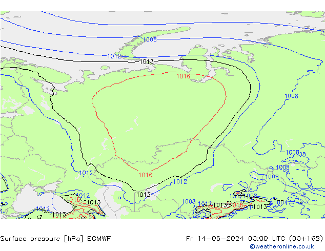 Surface pressure ECMWF Fr 14.06.2024 00 UTC