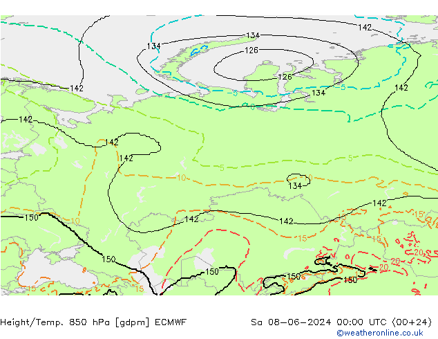 Yükseklik/Sıc. 850 hPa ECMWF Cts 08.06.2024 00 UTC