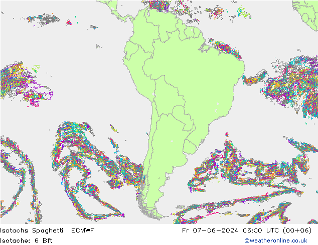 Isotachs Spaghetti ECMWF пт 07.06.2024 06 UTC