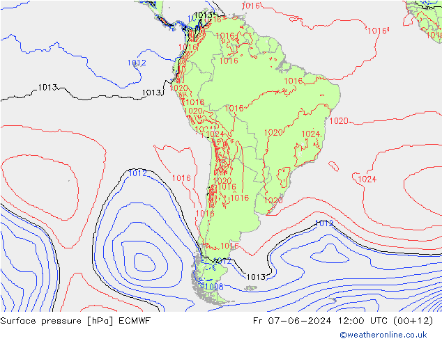 Yer basıncı ECMWF Cu 07.06.2024 12 UTC