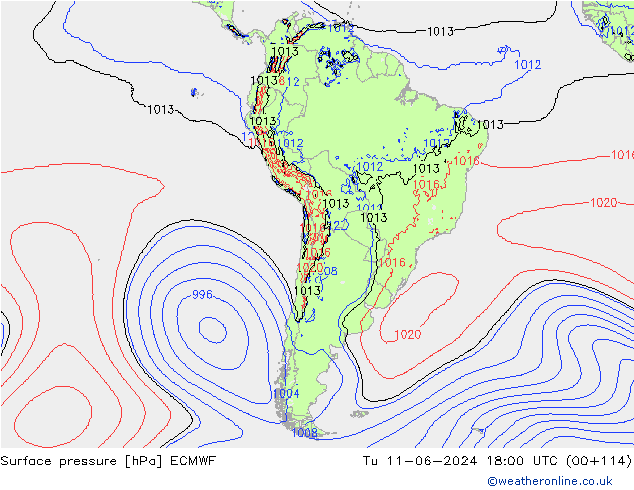 ciśnienie ECMWF wto. 11.06.2024 18 UTC